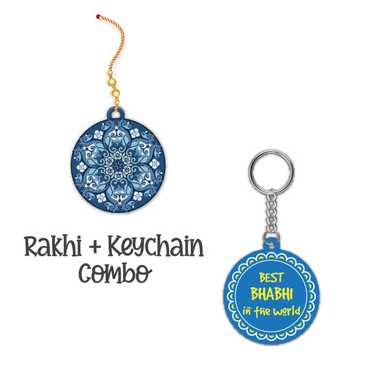 Mandala Lumba Rakhi For Brother  With  Keychain
