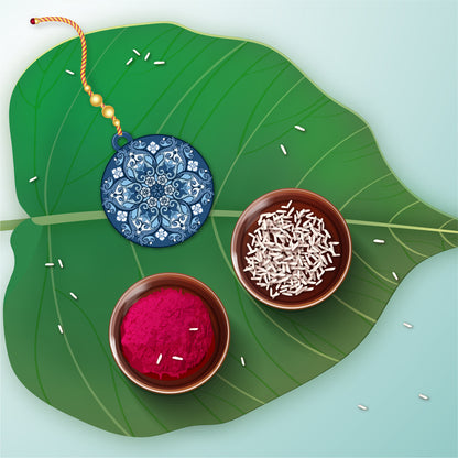 Ethnic Mandala Wooden Lumba Rakhi