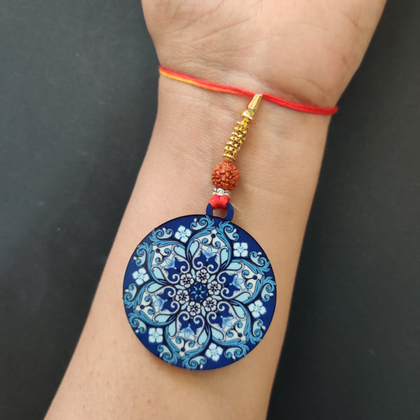 Ethnic Mandala Wooden Lumba Rakhi