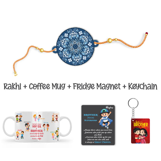 Mandala Rakhi For Brother  with Mega Combo