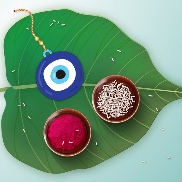 Evil Eye Wooden Lumba Rakhi