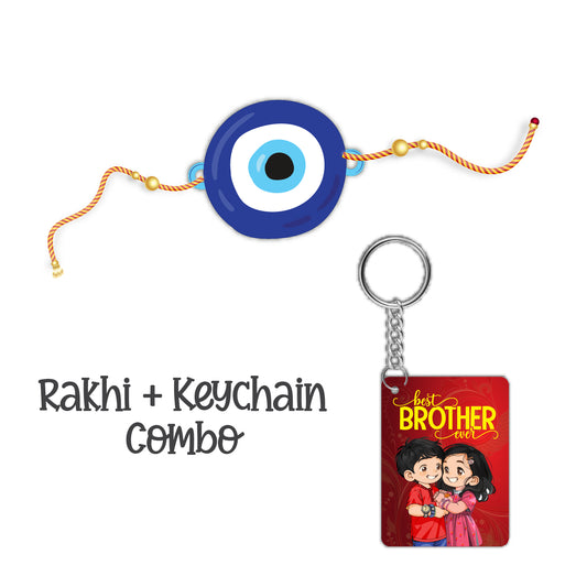 Evileye Rakhi For Brother  With  Keychain