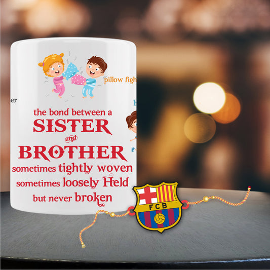 FC Barcelona Rakhi For Brother With Mug
