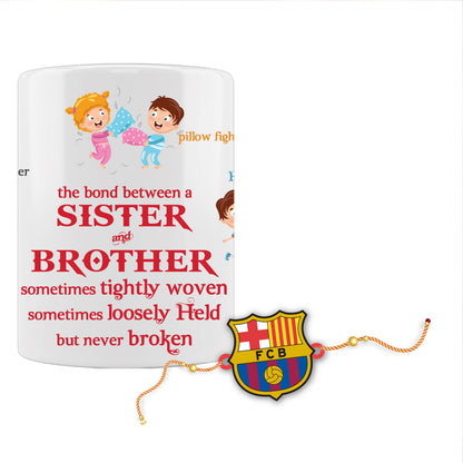 FC Barcelona Rakhi For Brother With Mug