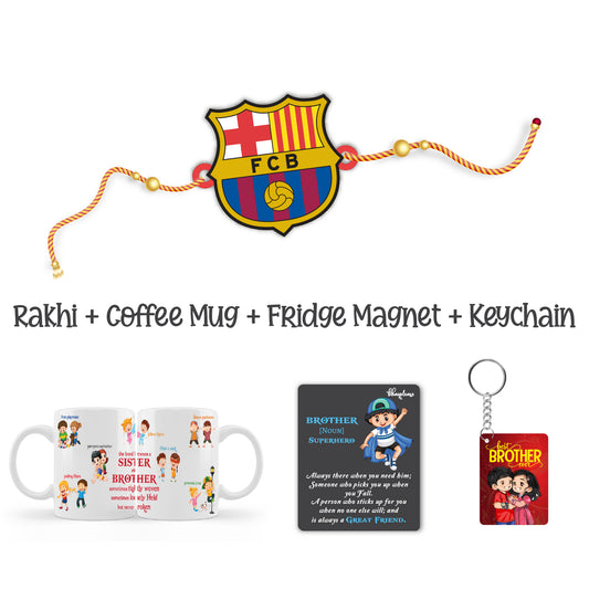 Fc Barcelona  Rakhi For Brother  with Mega Combo