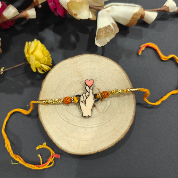 Korean Heart Wooden Rakhi – finger heart Rakhi for Raksha Bandhan