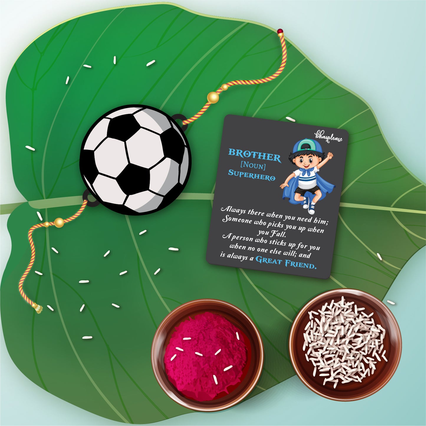 Football Rakhi with Brother Is Superhero Fridge Magnet