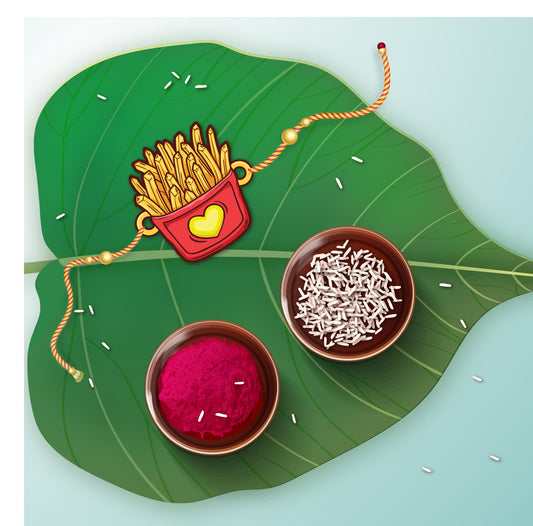 Food-themed Rakhi – quirky Rakhi with fries design