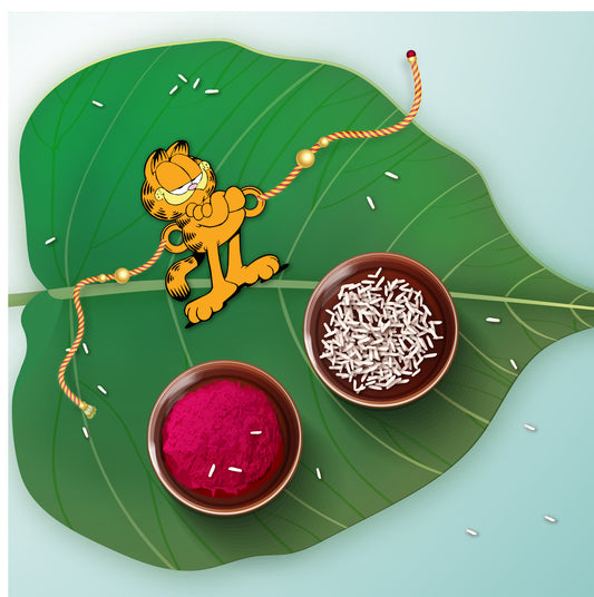 Cute Garfield Rakhi for brother – wooden Rakhi