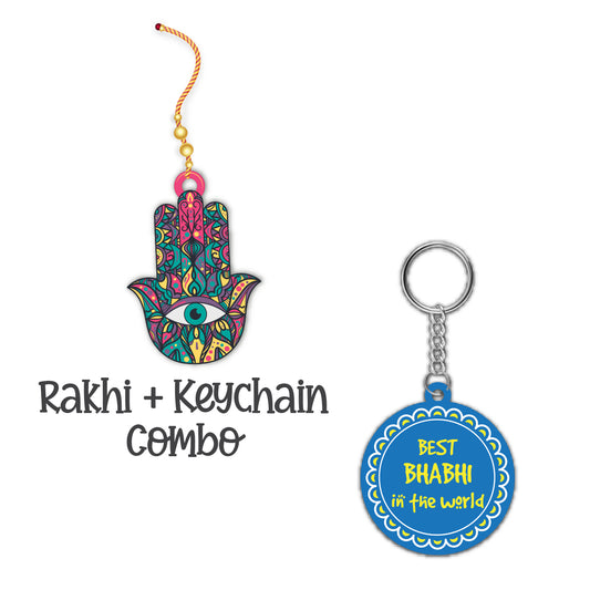 Hamsa Lumba Rakhi For Brother  With  Keychain