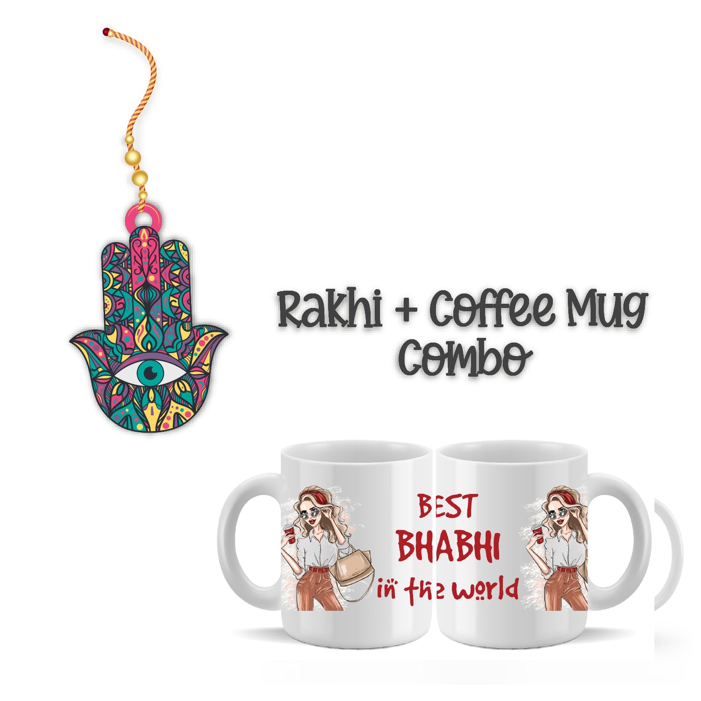 Hamsa Lumba Rakhi For Brother With Mug – God/Spiritual Theme Rakhi | Bhai Please