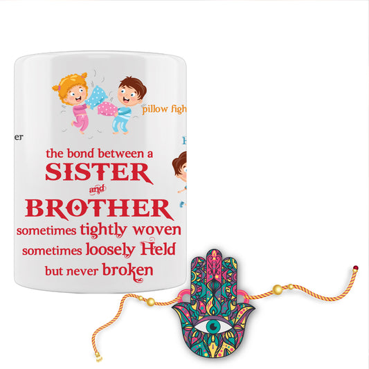 Hamsa Rakhi For Brother With Mug