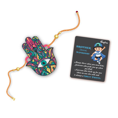 Hamsa Wooden Rakhi With Brother Is Superhero Fridge Magnet