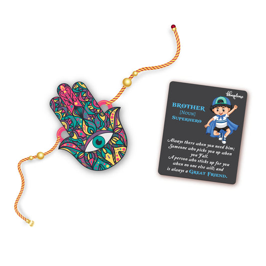 Hamsa Wooden Rakhi With Brother Is Superhero Fridge Magnet