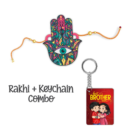 Hamsa Rakhi For Brother  With  Keychain