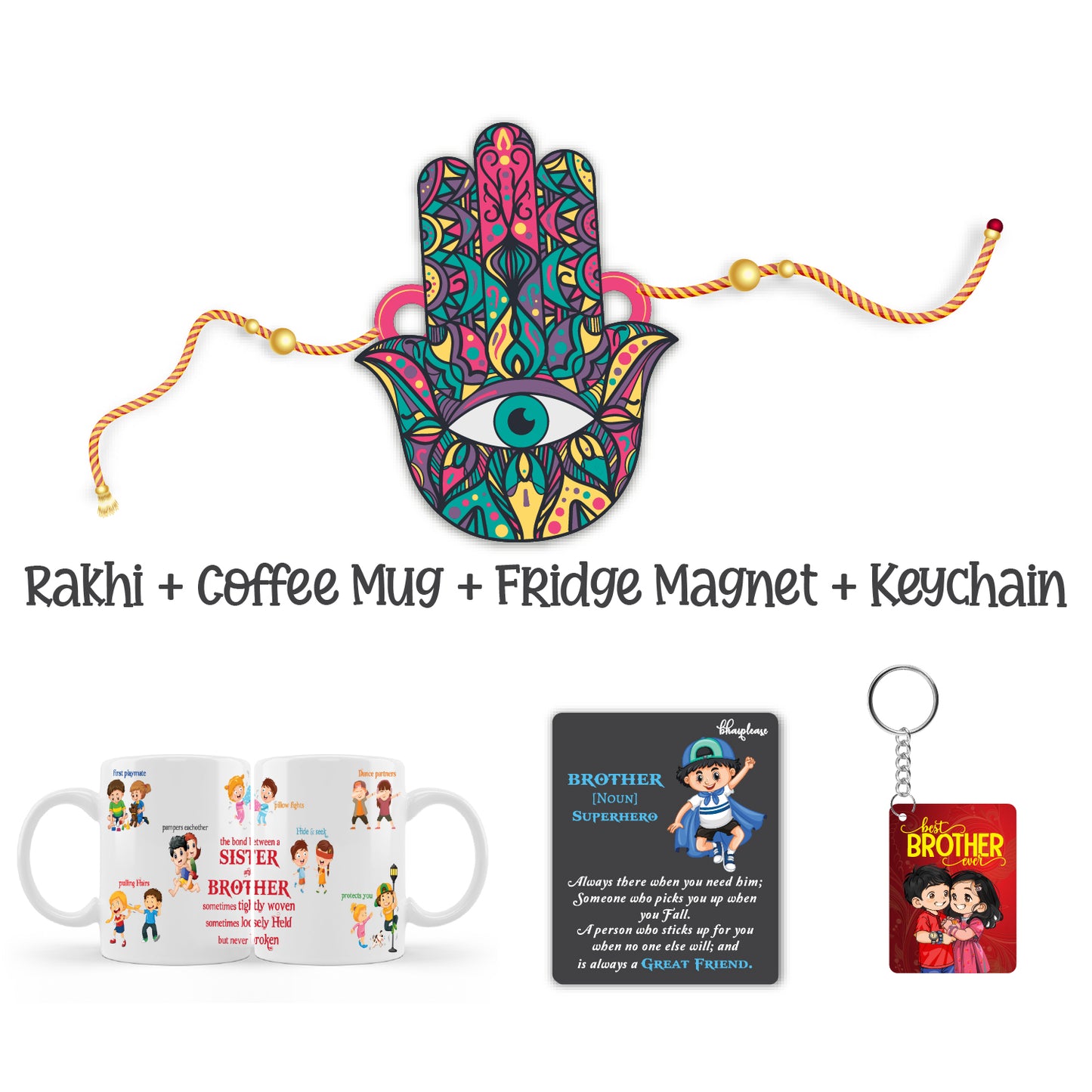 Hamsa Rakhi For Brother  with Mega Combo