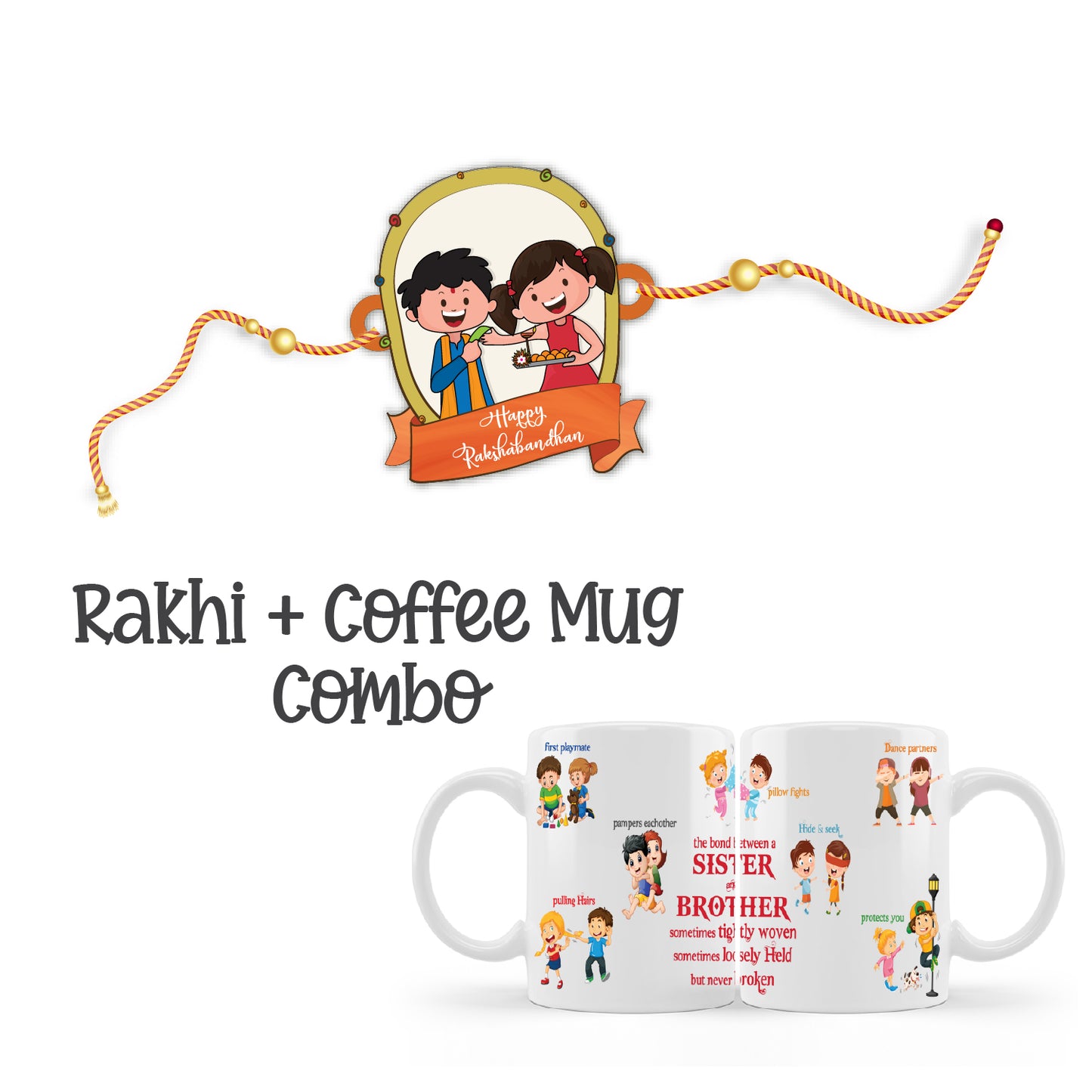 Happy Rakshabandhan Rakhi For Brother With Mug – Festival Theme Rakhi | Bhai Please