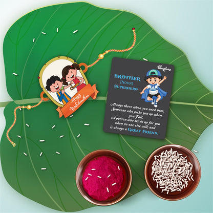 Happy Rakshabandhan Wooden Rakhi With Brother Is Superhero Fridge Magnet – Festival Theme Rakhi | Bhai Please