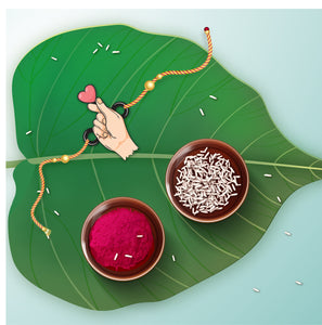 Finger Heart Wooden Rakhi