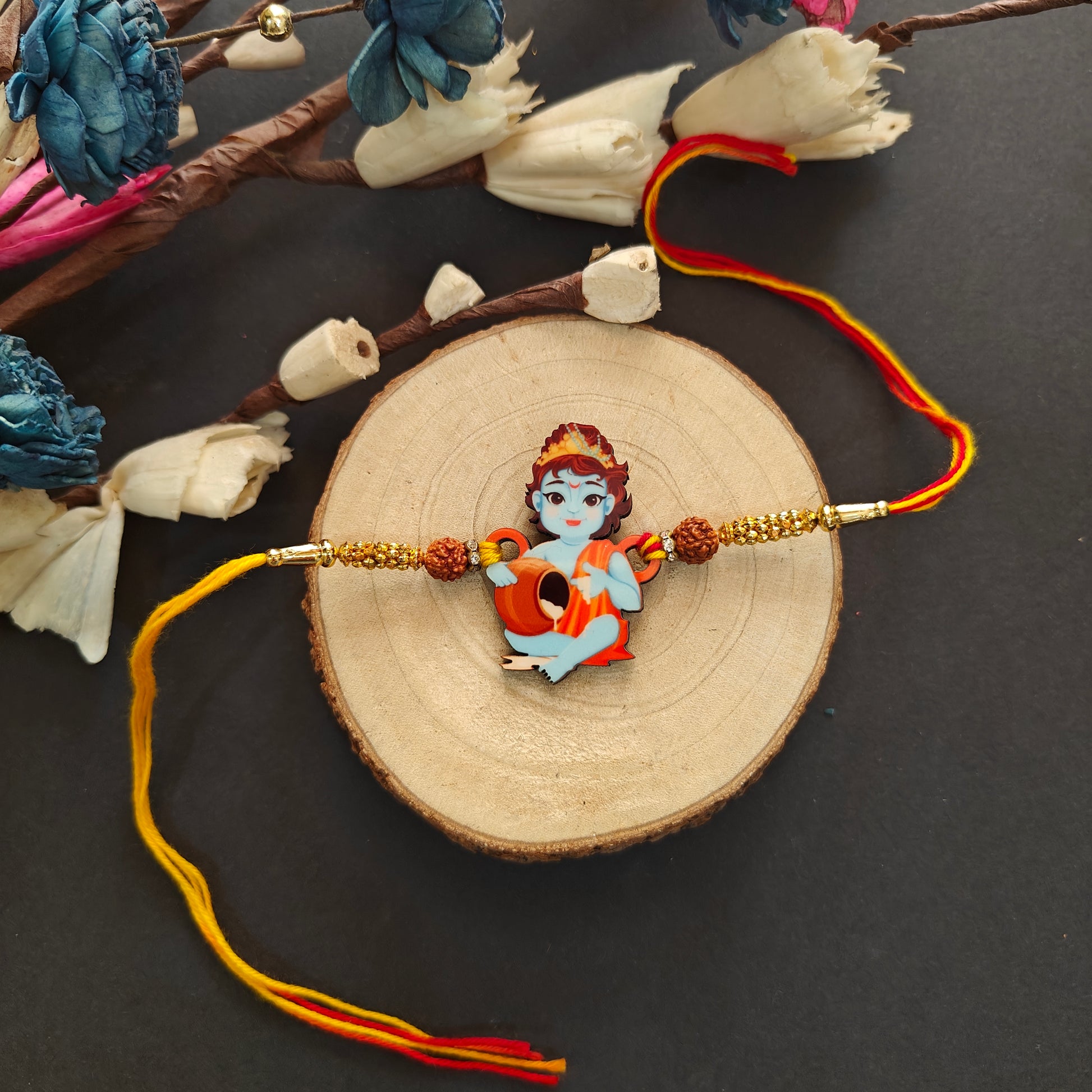 Krishna Wooden Rakhi – Bal Krishna design for Raksha Bandhan