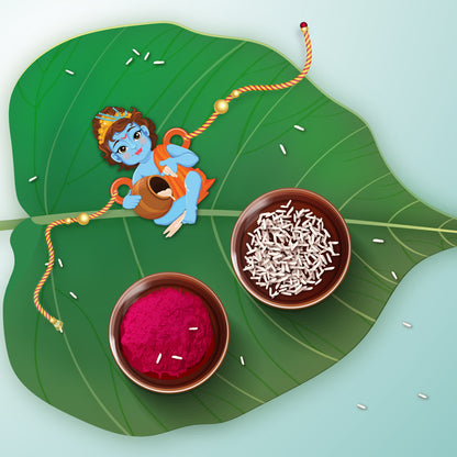 Handmade Lord Krishna Rakhi for kids – eco-friendly Rakhi