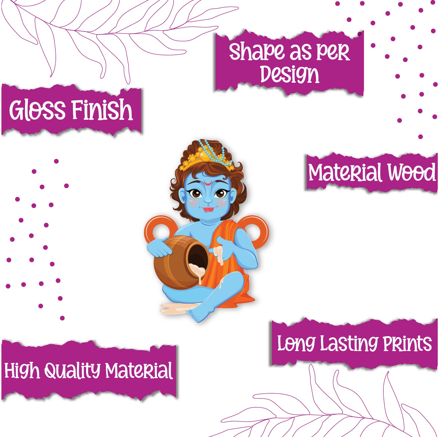 Cute Krishna Rakhi for baby brother – wooden Rakhi for toddlers