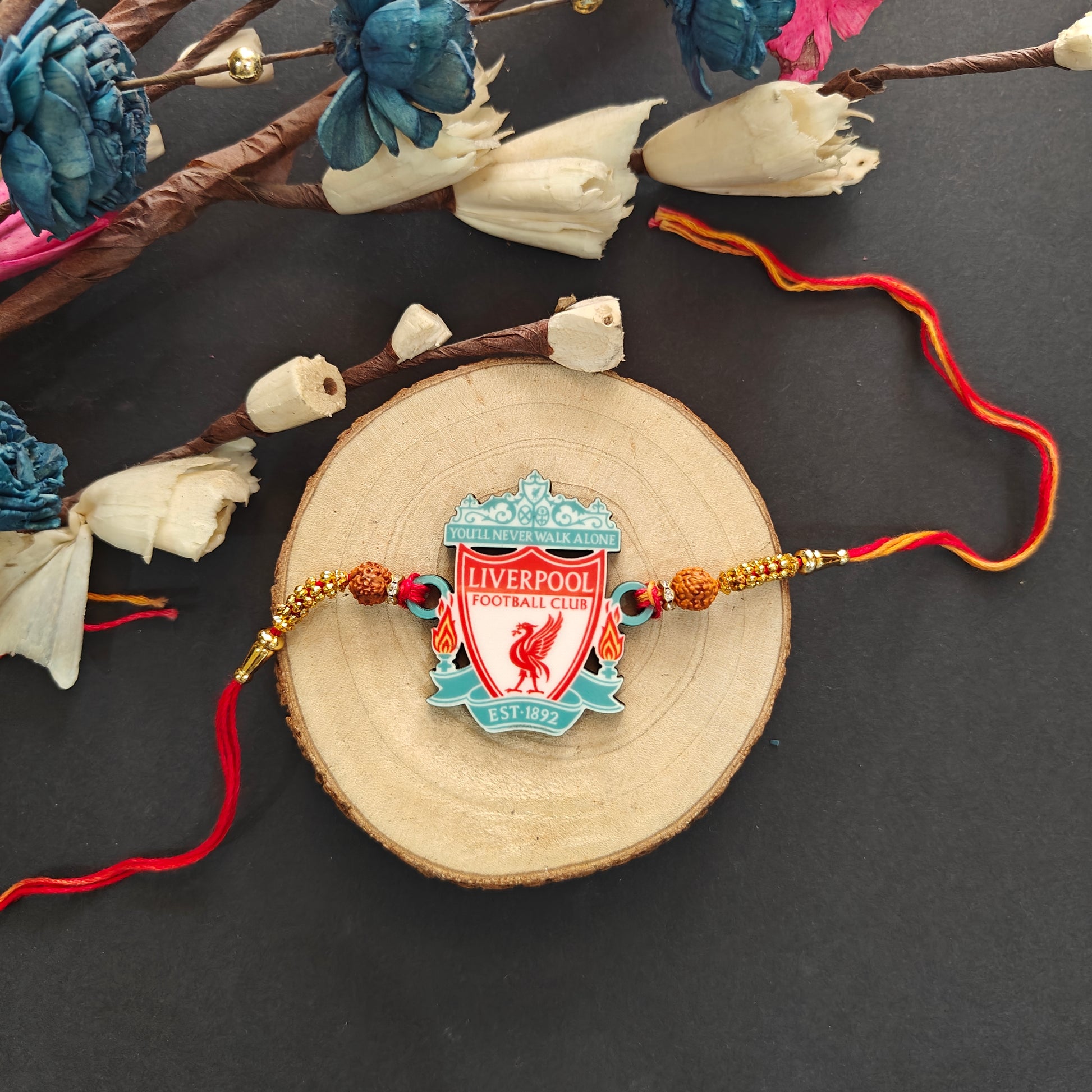 Liverpool Wooden Rakhi – football-themed Rakhi for Raksha Bandhan