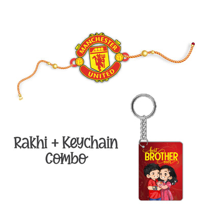 Manchester United Rakhi For Brother  With  Keychain