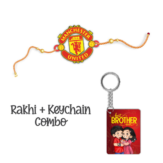 Manchester United Rakhi For Brother  With  Keychain