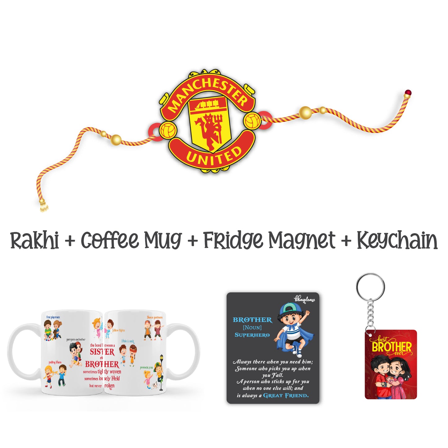 Manchester United  Rakhi For Brother  with Mega Combo