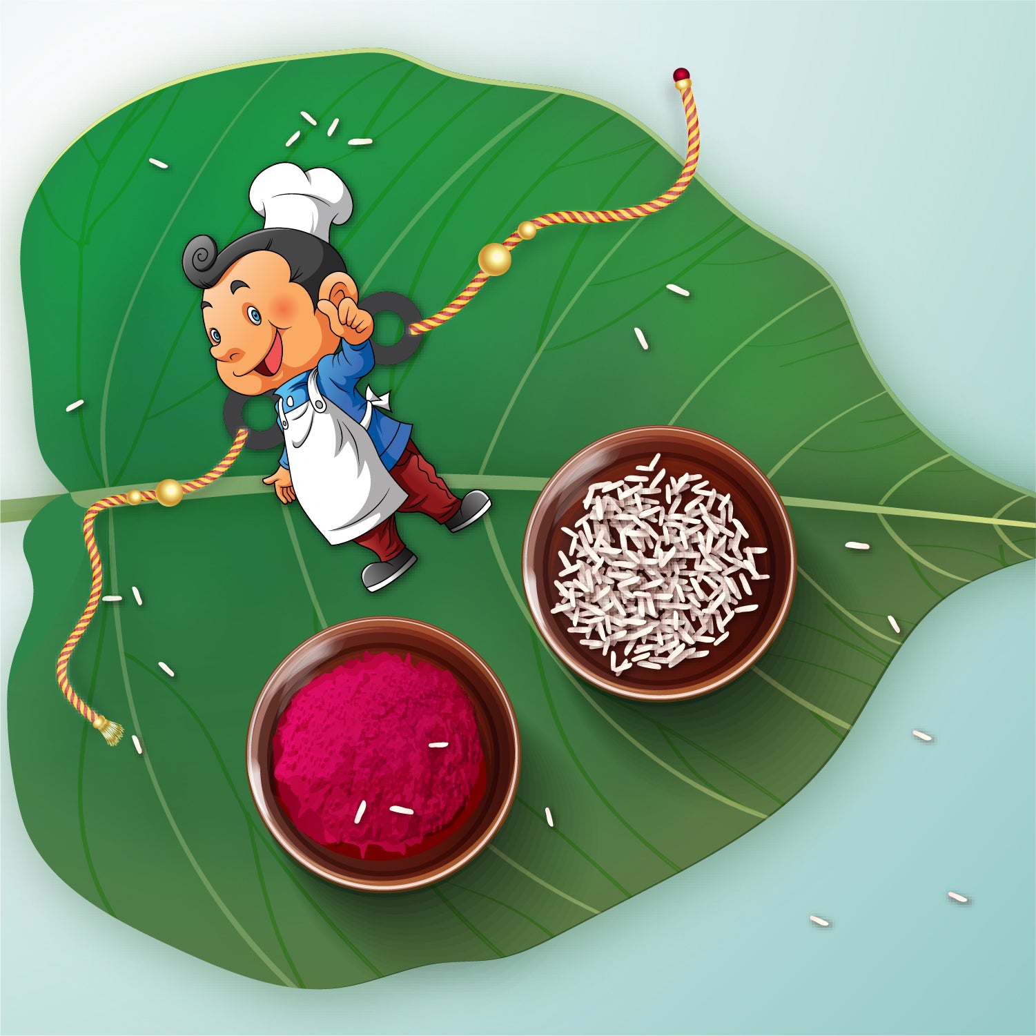 wooden Rakhi with cooking theme for bhai