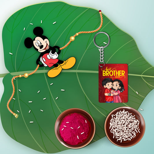 Micky Mouse Rakhi  For Brother With  Keychain
