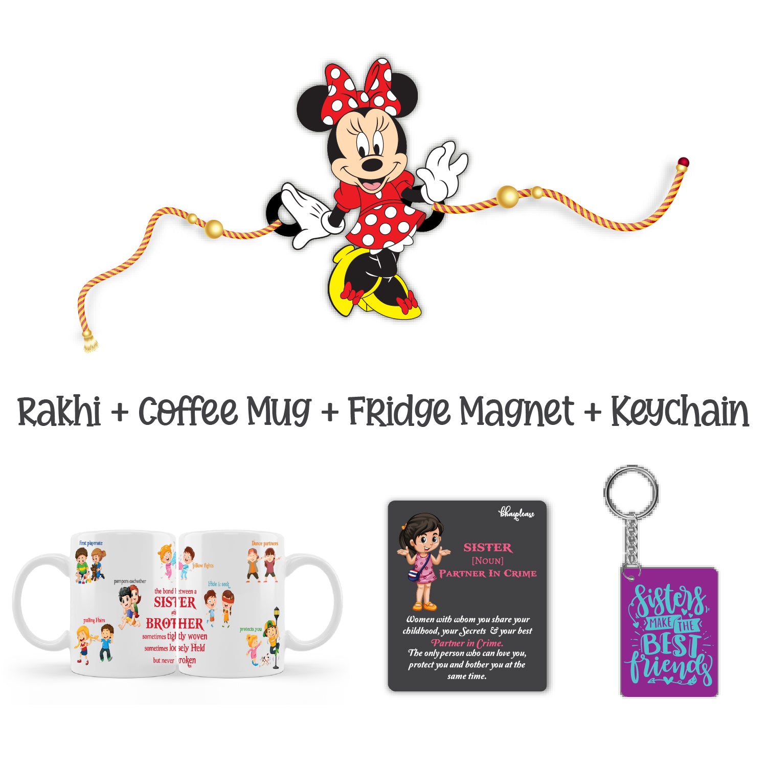 Minnie Lumba Rakhi  with Mega Combo – Cartoon Theme Rakhi | Bhai Please