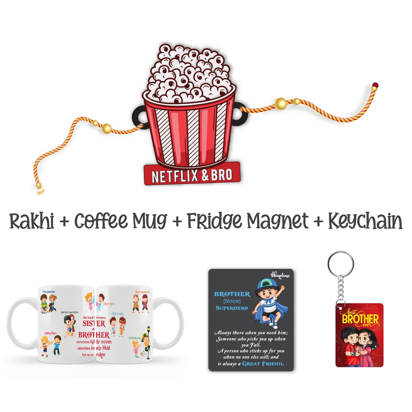 Netfliex Rakhi For Brother with Mega Combo