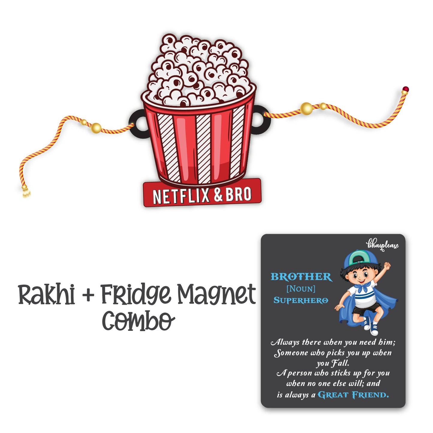 Netflix Rakhi With Brother Is Superhero Fridge Magnet – Quirky Theme Rakhi | Bhai Please