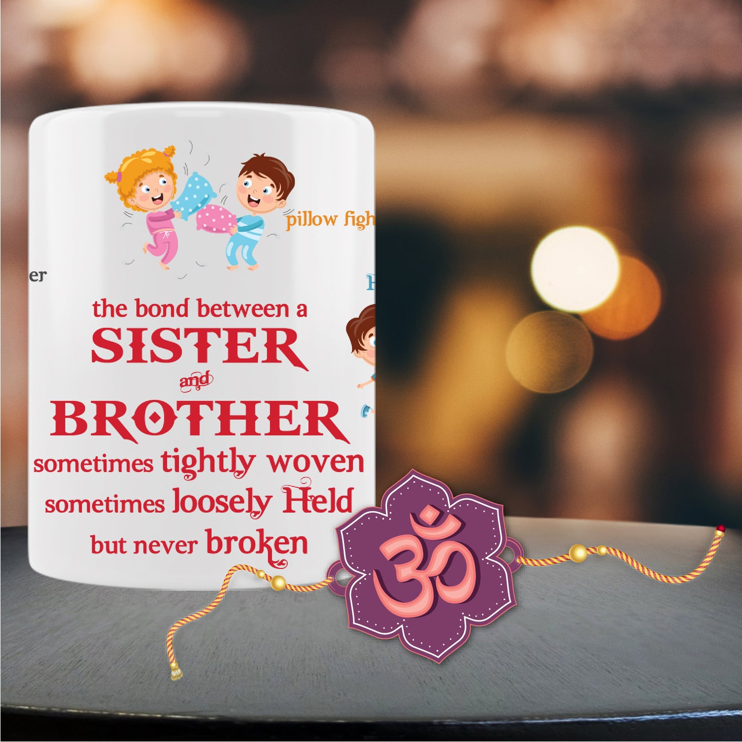 Om Rakhi For Brother With Mug