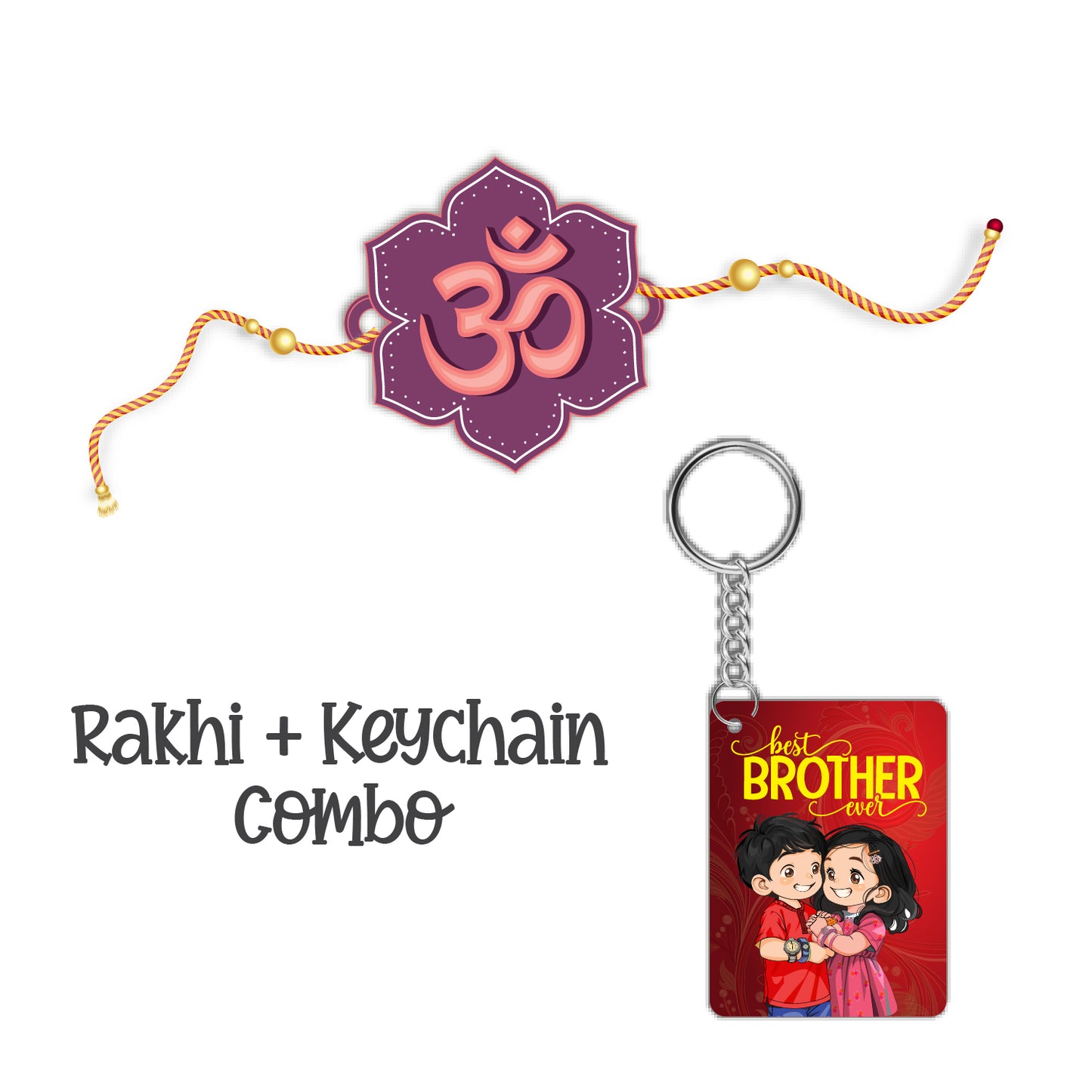 Om Rakhi For Brother  With  Keychain
