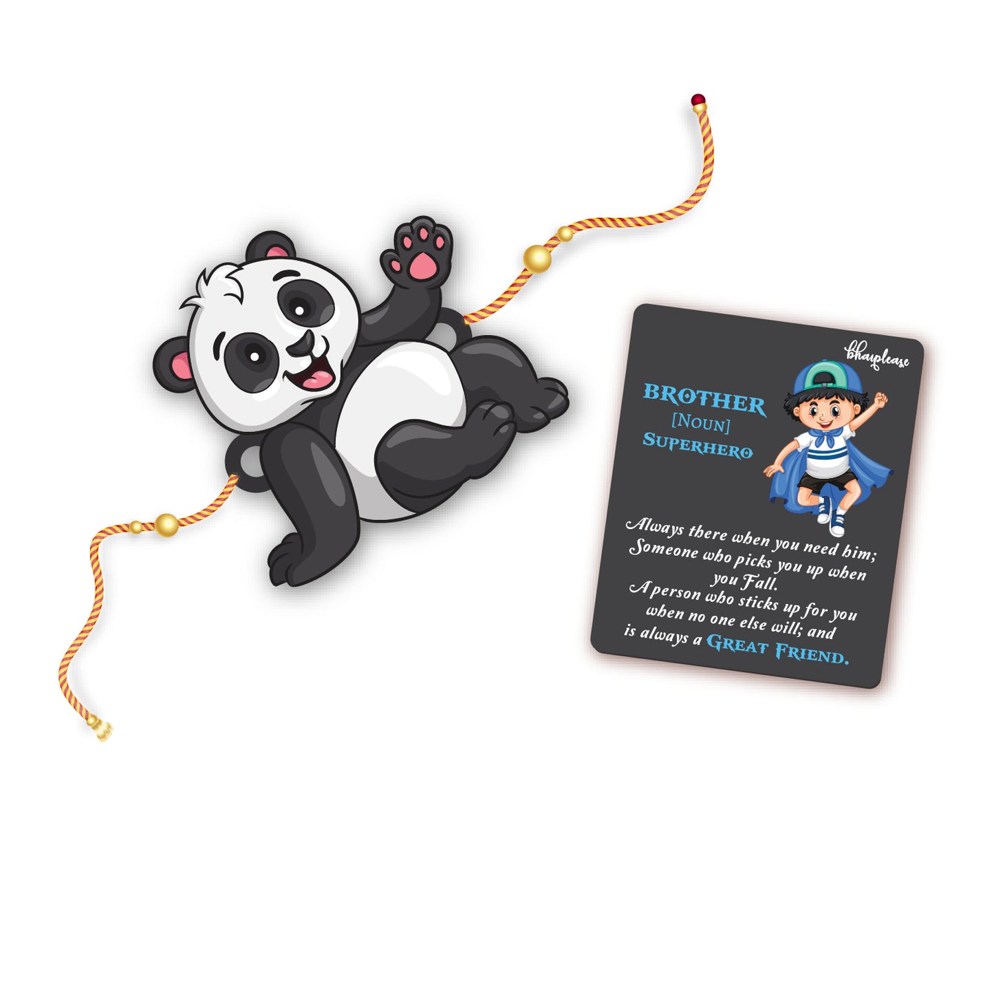 Panda Rakhi With Brother Is Superhero Fridge Magnet