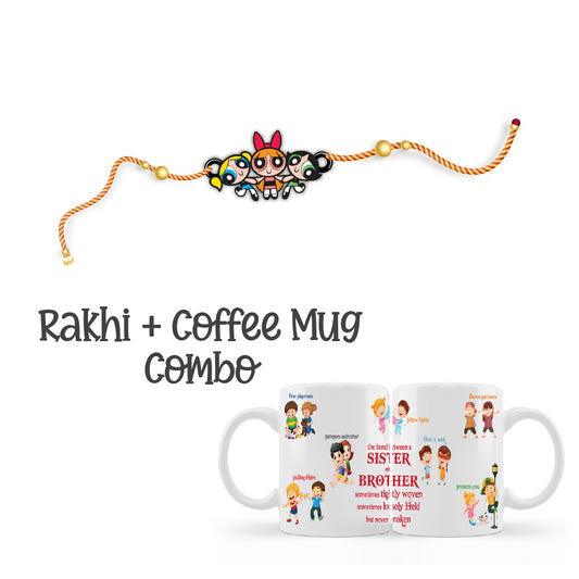 Powerpuff Girls Wooden Rakhi With Mug – Cartoon Theme Rakhi | Bhai Please