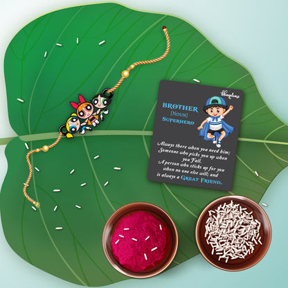 Powerpuff Girls  Wooden Rakhi With Magnet – Cartoon Theme Rakhi | Bhai Please