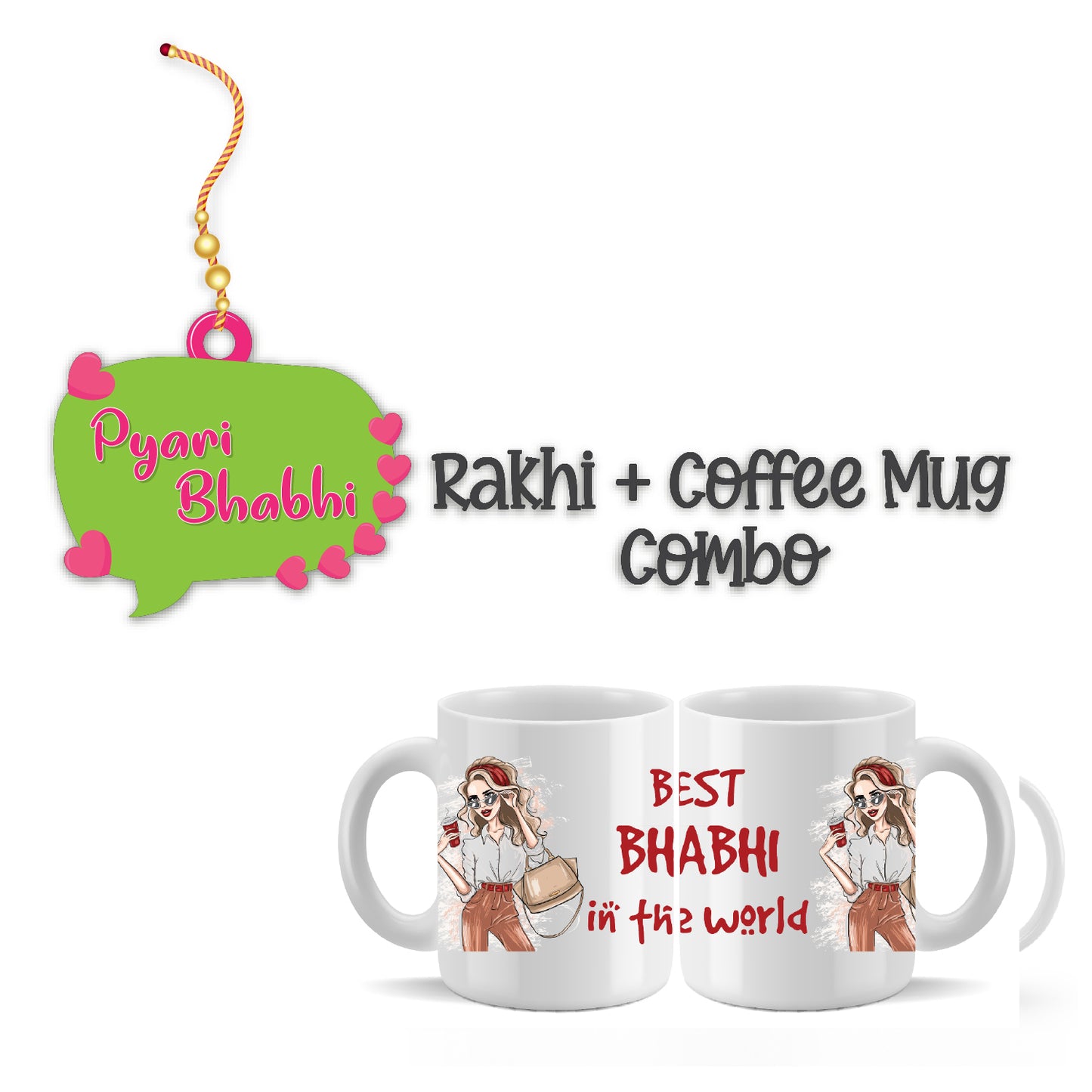 Pyari Bhabhi Lumba Rakhi For Brother With Mug – Couple Theme Rakhi | Bhai Please