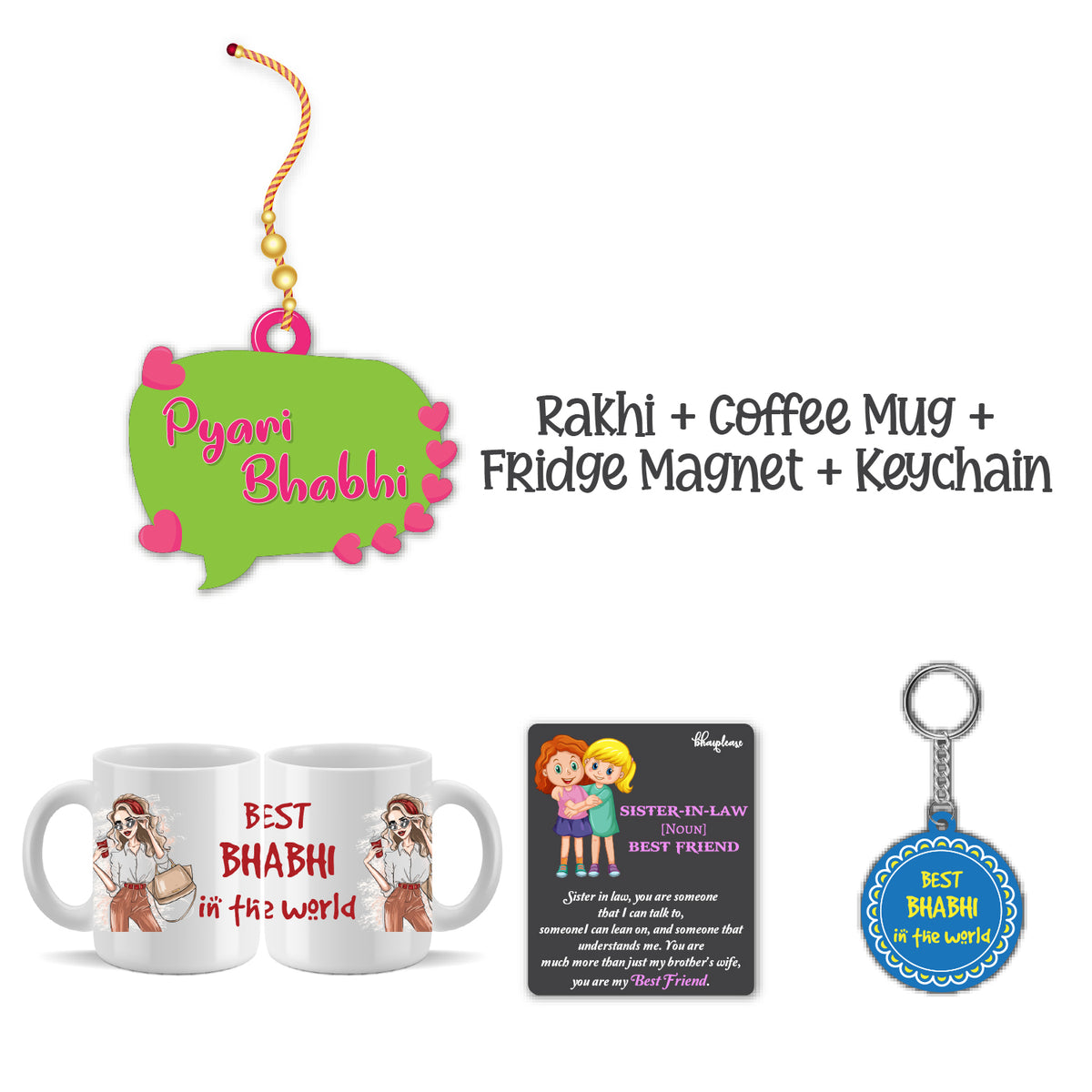 Pyari Bhabhi Lumba  Rakhi For Sister In Law with Mega Combo – Couple Theme Rakhi | Bhai Please