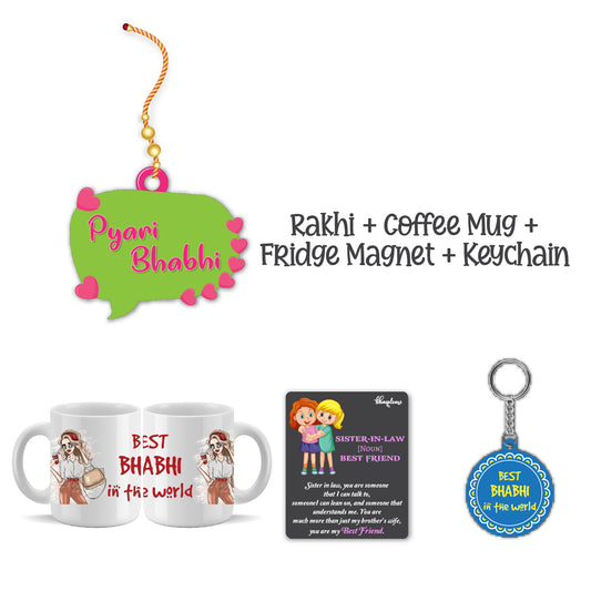 Pyari Bhabhi Lumba  Rakhi For Sister In Law with Mega Combo – Couple Theme Rakhi | Bhai Please