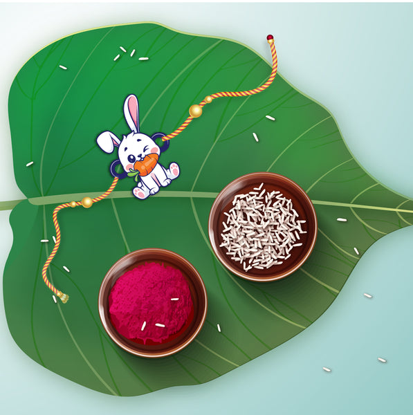 Handmade wooden animal Rakhi – Rabbit Rakhi for baby brother