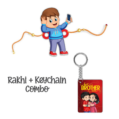 Selfiewala Bhai  Rakhi For Brother  With  Keychain