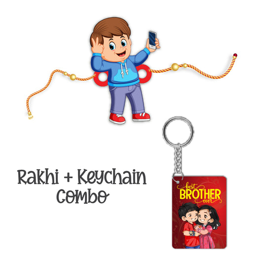 Selfiewala Bhai  Rakhi For Brother  With  Keychain