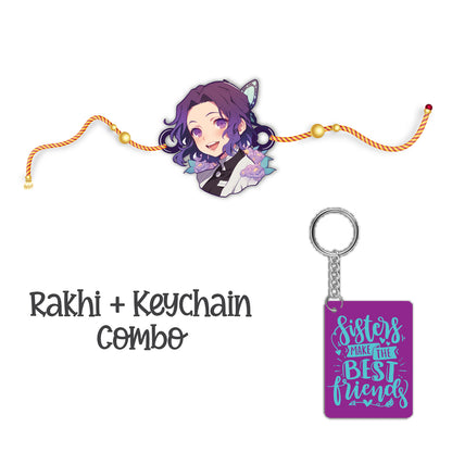 Shinobu Wooden Rakhi With Keychain – Anime Theme Rakhi | Bhai Please