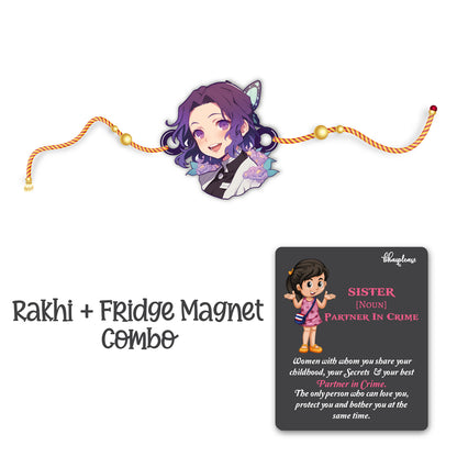 Shinobu Kocho Wooden Rakhi With Magnet – Anime Theme Rakhi | Bhai Please