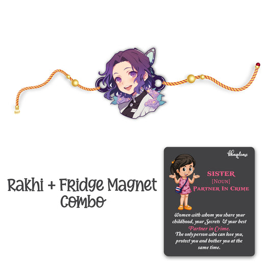Shinobu Kocho Wooden Rakhi With Magnet – Anime Theme Rakhi | Bhai Please