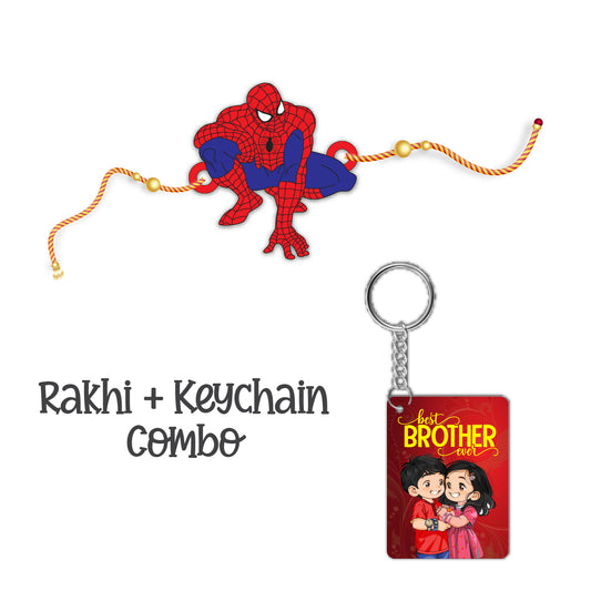 Spiderman  Rakhi For Brother  With  Keychain